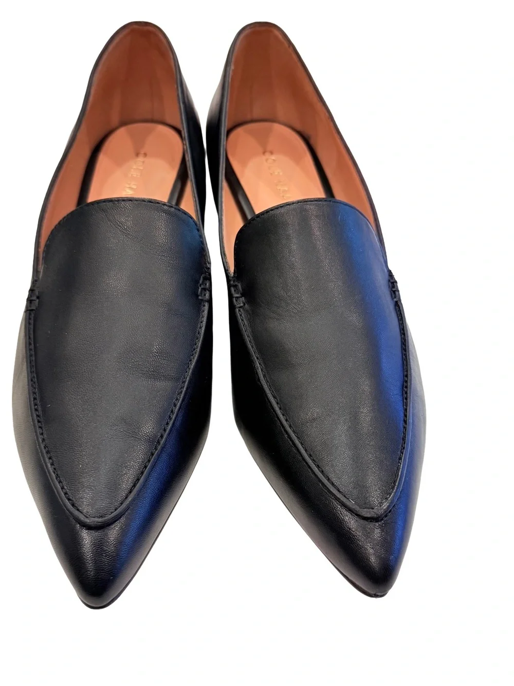 Cole Haan Women's Black Grand Slam 360 Pointed Toe Block Heel Loafers Sz 8